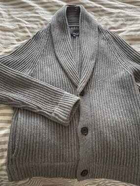 Vince Mens Gray Shawl Collar Cardigan Sweater  - Medium